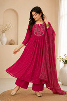 Pehnura Embroidered Anarkali Kurta, Bottom & Dupatta Set