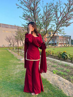 DISHWA FASHION Solid Kurta, Palazzo & Dupatta Set