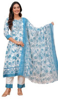 SHALIG Printed, Embroidered Anarkali Kurta, Bottom & Dupatta Set