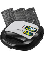 iBELL SM1301 Sandwich Maker 3 in 1, Detachable Plates for Toast, Waffle, Grill, 750W Toast, Grill, Waffle(Black)