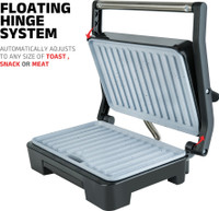 iBELL SM1515C SandwichMaker 1000W with Non-Toxic Ceramic Coated Plates, Floating hinge Waffle, Toast, Grill(Black)
