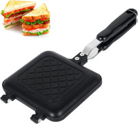 RECTITUDE Non-Stick Gas Sandwich Toaster with Heat Resistant Handle Toast(Black)