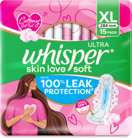 Whisper Ultra Skin Love Soft Sanitary Pads for Women, XL 15 Napkins Sanitary Pad(Pack of 15)