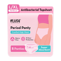 PLUSH Comfort High Waist Disposable Period Panty, Rash Free L/XL Size (75-115 cm) Sanitary Pad(Pack of 5)