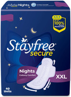 STAYFREE Secure Nights|Cottony Comfort|Upto 100% leakage protection|Odour Control Sanitary Pad(Pack of 40)