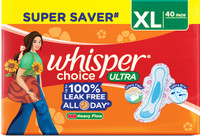 Whisper Choice Ultra XL, 40 XL Pads, for heavy flow Sanitary Pad(Pack of 40)