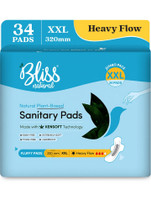 BlissNatural All Night Comfort XXL 320mm | Value Pack | Heavy Flow | Leak-Proof Sanitary Pad(Pack of 34)