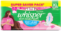 Whisper Ultra Skin Love Soft Sanitary Pads for Women, XL 30 Napkins Sanitary Pad(Pack of 30)