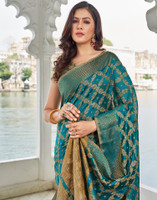 Samah Self Design, Woven, Embellished Kanjivaram Jacquard, Cotton Silk Saree(Green)