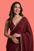 ShivFashionMart Self Design Bollywood Silk Blend Saree(Maroon)