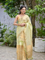 VRAJ CREATION Woven Mekhela Chador Pure Silk Saree(Multicolor)