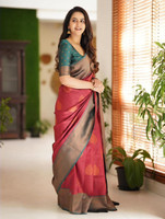 Gajal Woven Kanjivaram Art Silk, Pure Silk Saree(Red)