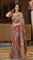 ofline selction Geometric Print Bollywood Silk Blend, Chiffon Saree(Multicolor)
