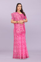 Rivaana Printed Bollywood Cotton Linen, Cotton Silk Saree(Pink)