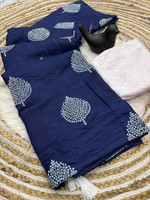 sadika Printed Daily Wear Silk Blend Saree(Blue)