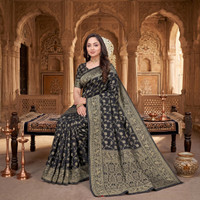 Fashion Almari Woven Banarasi Cotton Silk Saree(Black)