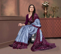 jihana fab Printed Kanjivaram Georgette, Silk Blend Saree(Grey)