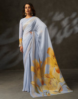 Satrani Floral Print, Embroidered, Embellished Bollywood Georgette Saree(Purple) Flipkart Deal