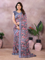 Anmi Paisley Bollywood Georgette Saree(Grey)
