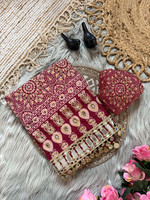 sadika Embellished, Printed Bollywood Silk Blend Saree(Maroon)