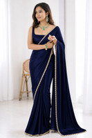 hirva fashion Embroidered Daily Wear Georgette Saree(Blue)