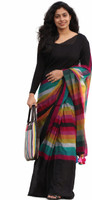 SRINJAN FASHION Striped Daily Wear Handloom Khadi Saree(Multicolor)