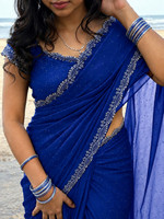 Zegoom Embellished Bollywood Georgette Saree(Blue)