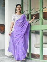 Samah Floral Print Bollywood Chiffon, Georgette Saree(Purple)