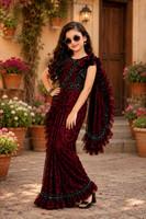 BBSCHOICE Embellished Venkatagiri Lycra Blend Saree(Maroon)