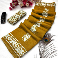 samrat fashion Printed Daily Wear Pure Cotton Saree(Mustard)