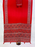 Rangvaani Embellished, Printed Bollywood Pure Silk Saree(Red)