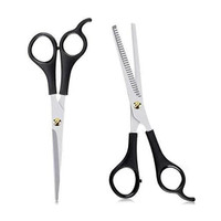 CITYCOSMETIC Stainless Steel Hair Cutting & Thinning Scissor for Men Women Professional Salon Barber Hairdressing Styling Tool Kit(Set Of 2,Black) Scissors(Set of 2, Silver)