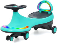 Little lions Magical Swing Car | Musical Rhymes and Colorful LED Lights with Backrest LED Kids Scooter(Green, Pack of 1)
