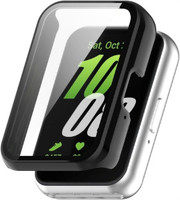 KAZUKI Screen Guard for Samsung Galaxy Fit 3 SM-R390 PC + Tempered Glass Film Integrated Watch Protective Case (Black)(Pack of 1)
