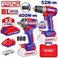 Mat max EMTOP CORDLESS BRUSHLESS IMPACT WRENCH & CORDLESS DRILL 2 PIS COMBO KIT SET Drywall Screw Gun(Cordless)