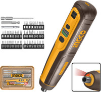 INGCO Cordless Screwdriver 4V, 5 N.m, Type-C Charging Port, with Screwdriver Bits, Collated Screw Gun(Cordless)