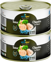 Octoking Canned Tuna Chunks in Water Sea Foods(370 g, Pack of 2)