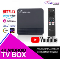 Catvision Android TV Box | 2GB/16GB | Dual Band Wi-Fi | 4K HDR | Bluetooth Voice Remote | Media Streaming Device(Black)