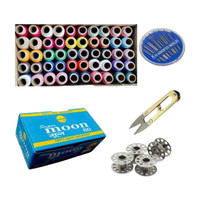 HouseOfCommon Sewing kit Thread box(50Pcs), Needle box(25Pcs), Thread Cutter(1), Bobbins(5) Sewing Kit