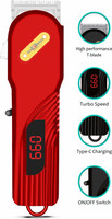 Pick Ur Needs Professional Rechargeable T-Blade Clipper/Trimmer With Smart Display 2000mAh 5W  Shaver For Men(Red)