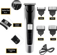 RACCOON Beard & Hair 538 Rechargeable Professional Fully Waterproof Trimmer 60 min  Runtime 5 Length Settings(Silver, Black)