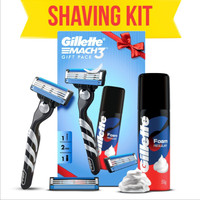 Gillette Mach3 Shaving Kit razor (1 handle + 2 cartridge + 1 shaving foam), Men