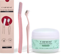 Carmesi Face Hair Removal Combo | 1 Face Razor, 1 Eyebrow Razor, 1 Facial Shaving Balm, Women(Pack of 3)
