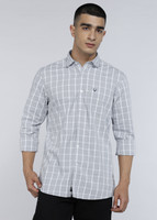 Allen Solly Men Checkered Casual Grey Shirt