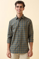 Allen Solly Men Checkered Casual Blue Shirt