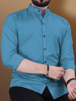 VeBNoR Men Solid Casual Blue Shirt