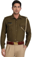 Uniformer Men Solid Casual Dark Green Shirt