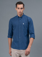 RED TAPE Men Solid Casual Blue Shirt