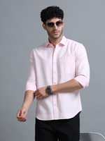 Tom Mackler Men Solid Casual Pink Shirt