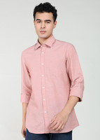 PETER ENGLAND Men Solid Casual Pink Shirt